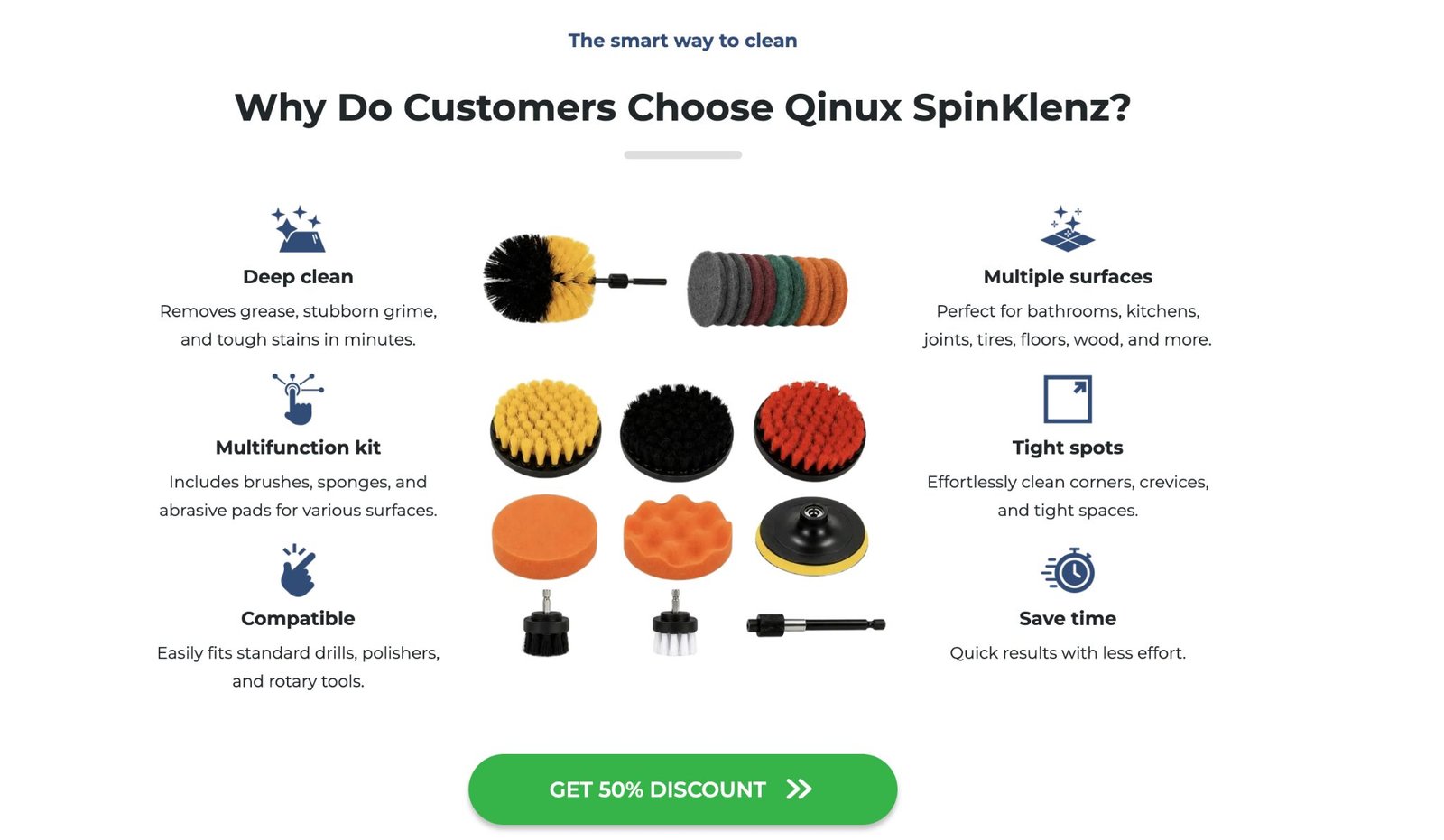 SpinKlenz brush and attachment selection